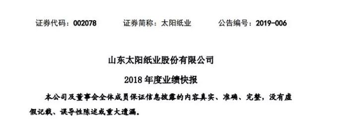 太阳纸业2018年盈利22.3亿 同比增长10.37%